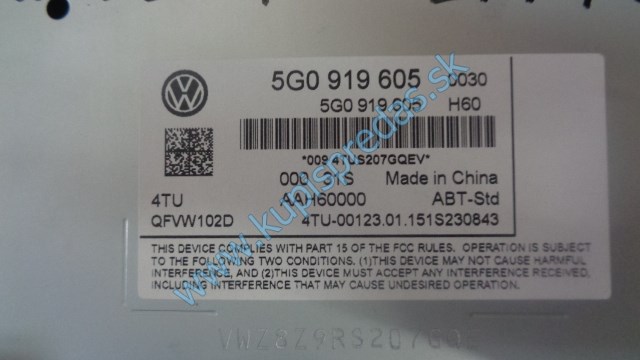 autorádio na vw volkswagen golf 7, 5G0035824A